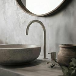 Torneira de lavatório Waterevolution Flow de 2 furos totalmente em aço inoxidável com bico alto de 200 mm T1122UIE