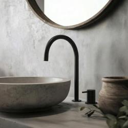 Torneira de lavatório Watervolution Flow de 2 furos, preta, com bico alto de 200 mm T1122UPR