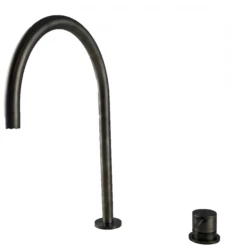 Waterevolution Flow torneira para lavatório de 2 furos PVD Gun Metal com bica alta em U de 200mm T1122UGME