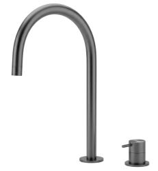 Torneira de lavatório Waterevolution Flow de 2 furos PVD Gun Metal com bico alto de 200 mm T1122UGME