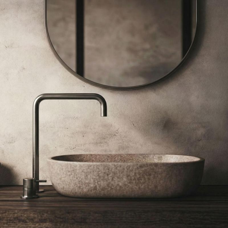 Waterevolution Flow misturadora de lavatório de 2 furos, bica alta 222 PVD Gun Metal T122HGME