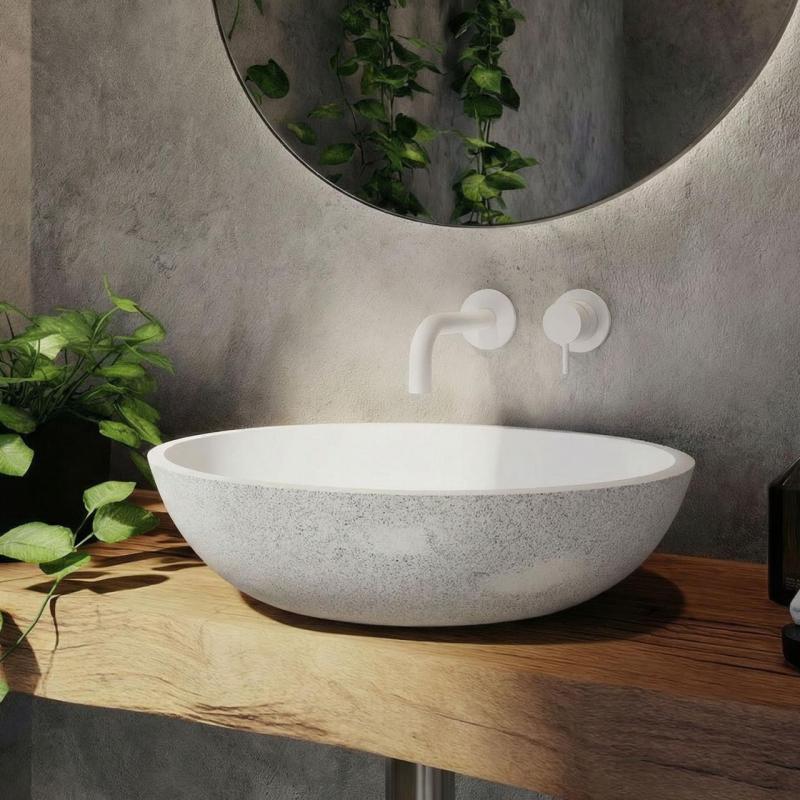 Waterevolution Flow embutida torneira de pia branca bica 10cm T116BBR-10