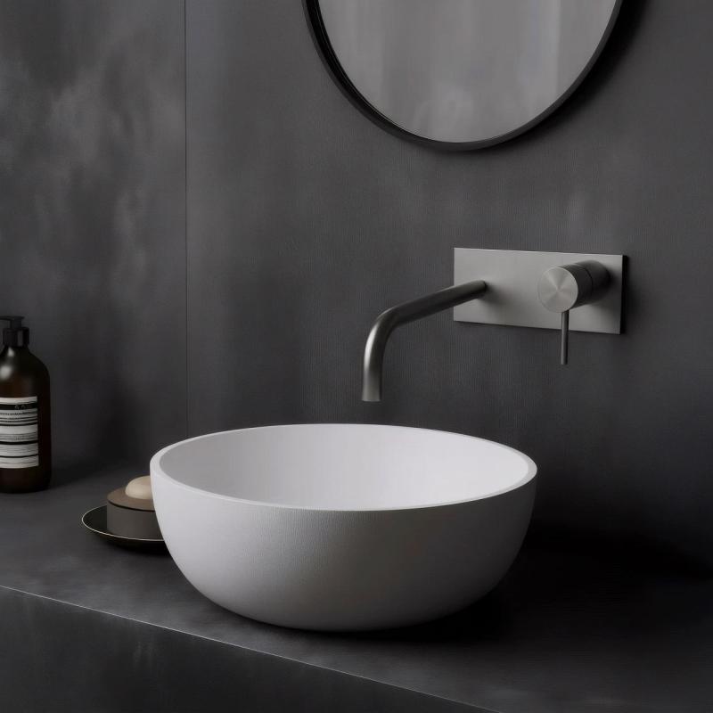 Torneira embutida para lavatório Waterevolution Flow com placa de cobertura totalmente em aço inoxidável com bico de 21 cm T1161BIE-21