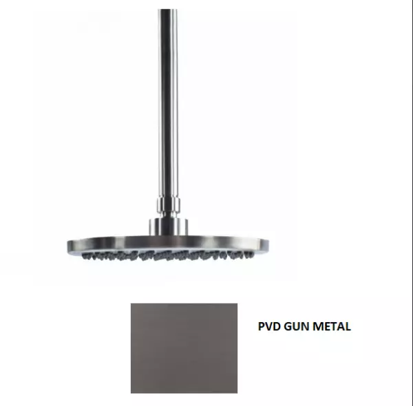 Waterevolution Flow chuveiro de teto 250mm com conexão de teto PVD Gun Metal T164225GME