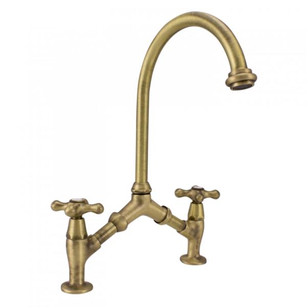 Clássica PB Torneira de cozinha clássica nostálgica Bronze com distância variável entre centros 2 furos 18-25cm 1208954352