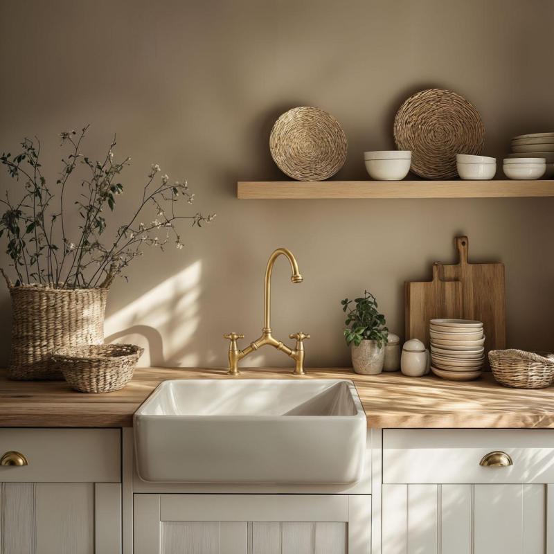 Clássica PB Torneira de cozinha clássica nostálgica Bronze com distância variável entre centros 2 furos 18-25cm 1208954352