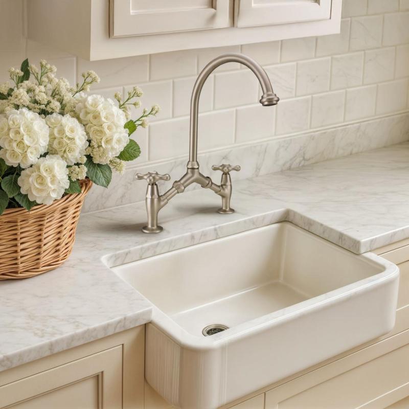 PB classic Nostálgica clássica torneira de cozinha em aço inoxidável com distância variável entre os centros de 2 furos 18-25cm 1208954353