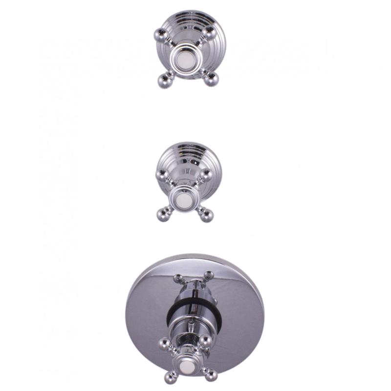 PB Classic nostálgico Termóstato de duche embutido com 2 torneiras cromadas