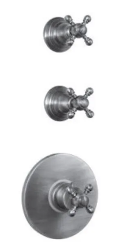 PB Classic Termóstato de duche embutido nostálgico com 2 torneiras de fecho, acabamento em aço inoxidável