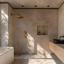 Termóstato de duche embutido Waterevolution Flow com 1 torneira de fecho em latão escovado