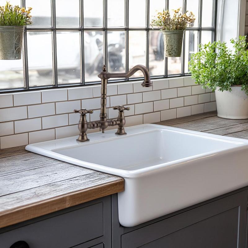 PB Nostálgica Torneira de Cozinha com Bico Curvo e Botões em Forma de Estrela, Bronze Escuro, 1208954667