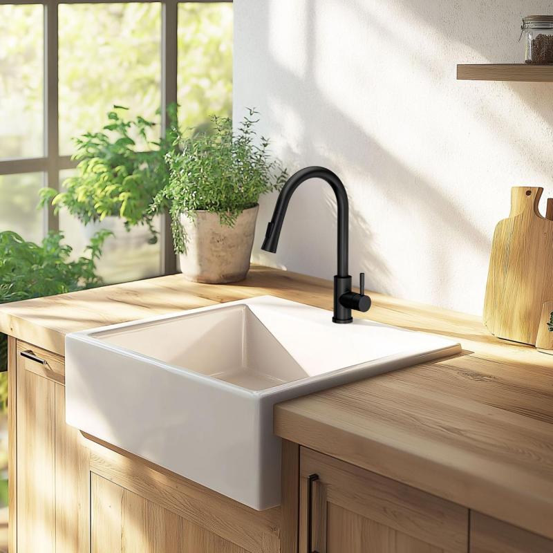 Quadri Leeds misturador de cozinha com ducha retrátil de 2 modos, preto fosco 1208955907