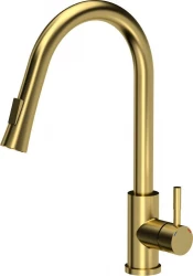 Quadri Leeds misturador de cozinha com ducha retrátil com 2 modos PVD dourado escovado 1208955910