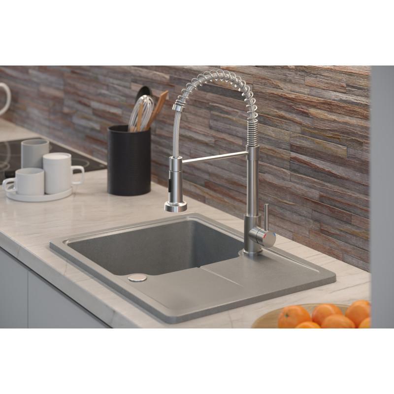 Quadri Derby misturador de cozinha com bica flexível e ducha com 2 tipos de jato em aço inoxidável 1208955916