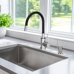 Misturador de cozinha Quadri Bristol RVS com bica flexível preta 1208956026