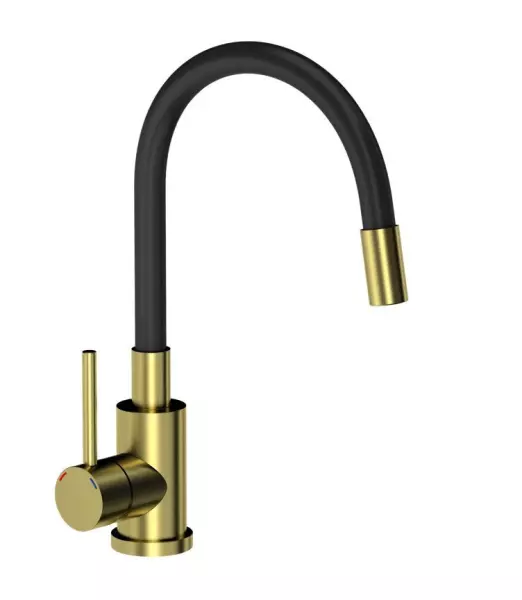 Quadri Bristol torneira de cozinha com bica flexível preta PVD dourado escovado 1208956029