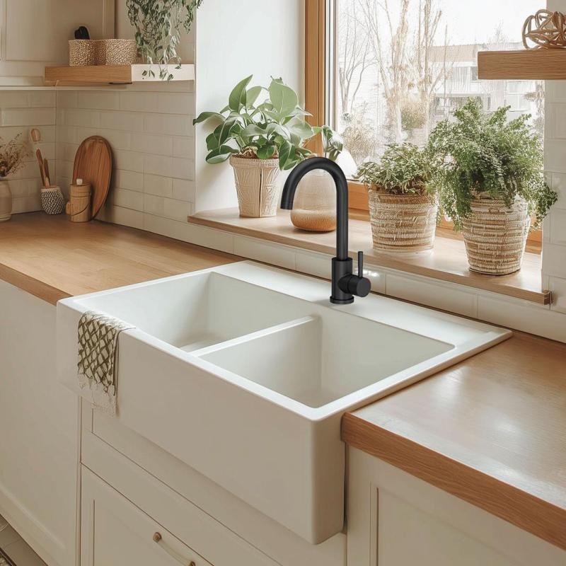 Quadri Coventry misturador de cozinha preto fosco com bica giratória 1208956030