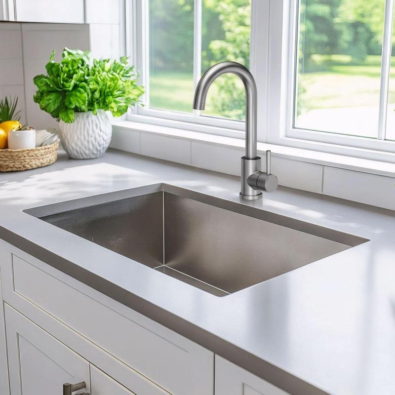 Quadri Coventry misturador de cozinha cromado fosco com bica giratória 1208956032