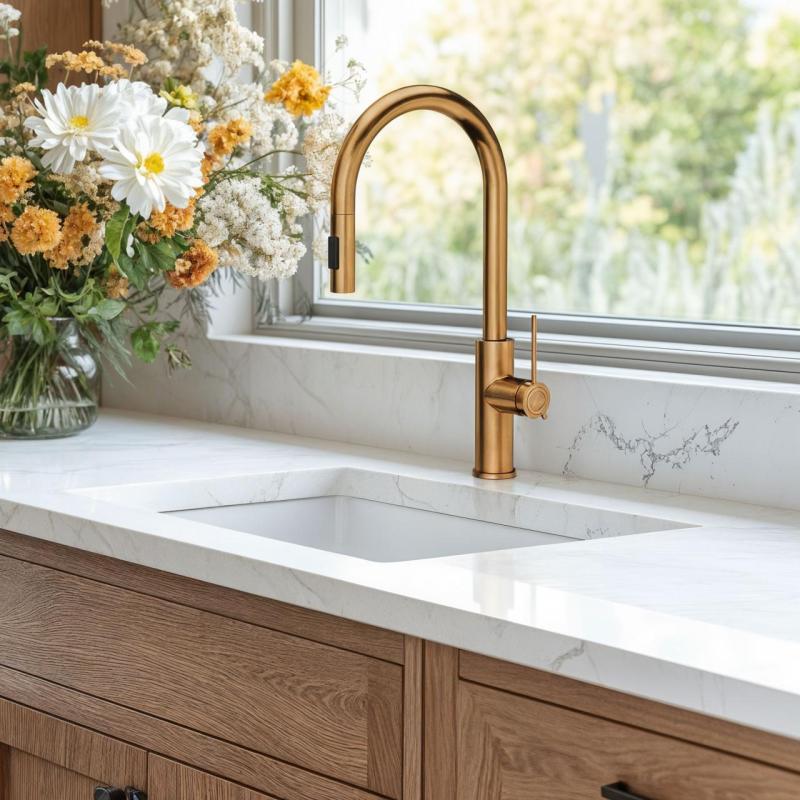 Misturadora de cozinha Quadri Retford cobre com bica removível e modo de pulverização 1208956086