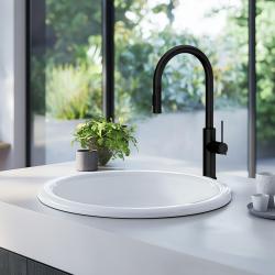 Torneira de cozinha Quadri Retford preto fosco com bica removível e função de spray 1208956087