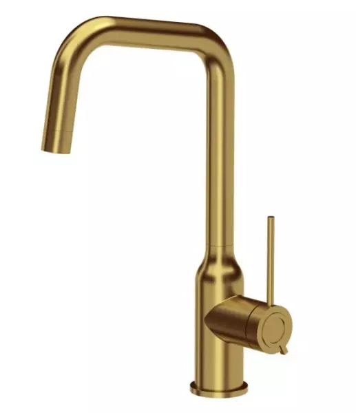 Misturador de cozinha Quadri Stamford pvd dourado com bica giratória angular 1208956098