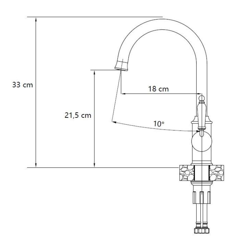 Quadri Worksop Clássica Nostálgica Torneira de Cozinha com Acabamento em Ouro PVD e Alça de Cerâmica 1208956102