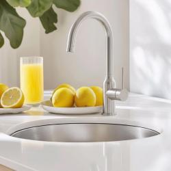 Quadri Stamford torneira de cozinha cromada com bica redonda giratória 1208956110