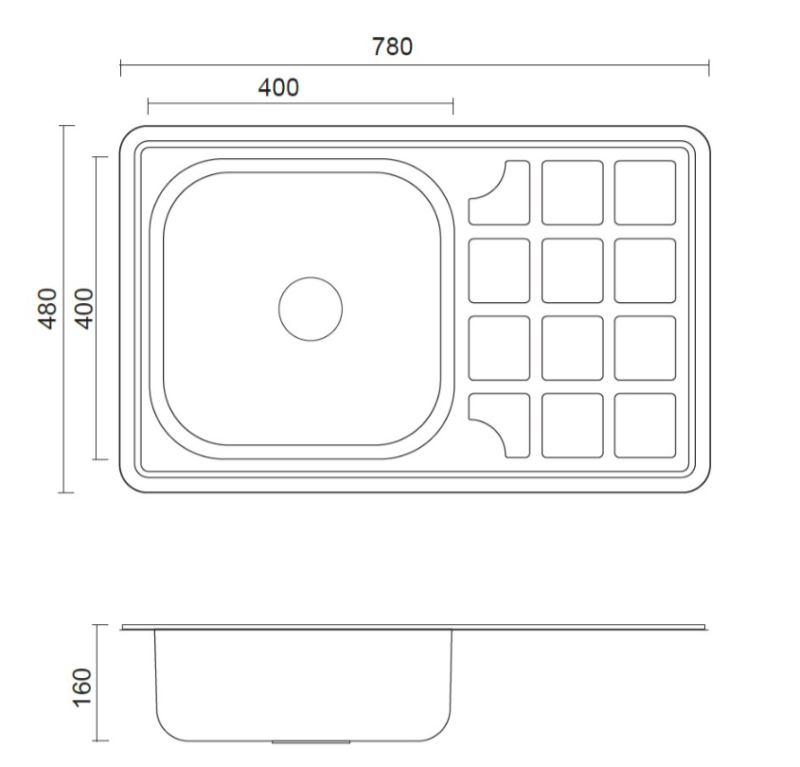 Aquadesign Basic pia de aço inoxidável com escorredor reversível 78x48cm de sobrepor 1208956286
