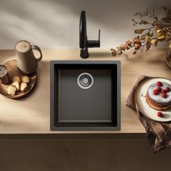 Pia preta 40x40cm para instalação sob bancada, sobre bancada e embutida com tampa de aço inoxidável 1208956390