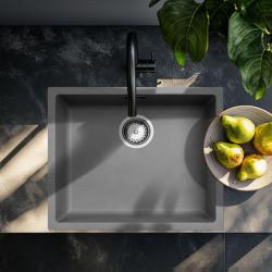 Pia de concreto cinza 50x40cm para instalação por baixo, montagem na superfície e montagem nivelada com plugue de aço inoxidável 1208956398