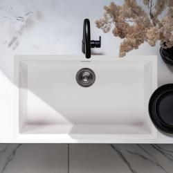 Pia grande branca 70x40cm para montagem inferior, montagem superior e montagem nivelada com plugue de aço inoxidável 1208956402