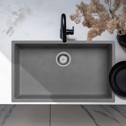 Pia grande em concreto cinza 70x40cm para montagem inferior, montagem superior e montagem nivelada com plugue de aço inoxidável 1208956403.