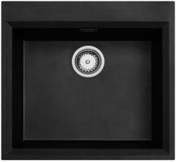 Pia de montagem preta 58x53cm com espaço para torneira e plugue de aço inoxidável 1208956732