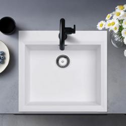 Pia de montagem branca 58x53cm com bancada para torneira e plugue de aço inoxidável 1208956763.