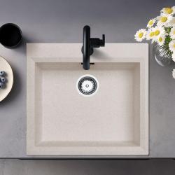 Pia de construção em creme de areia 58x53cm com bancada para torneira com plugue de aço inoxidável 1208956773