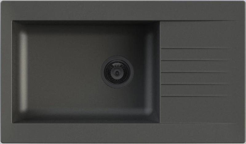 Ausmann Fibre grande pia de plástico preto reversível com escorredor, montagem superior 86x50 cm com válvula preta 1208956781