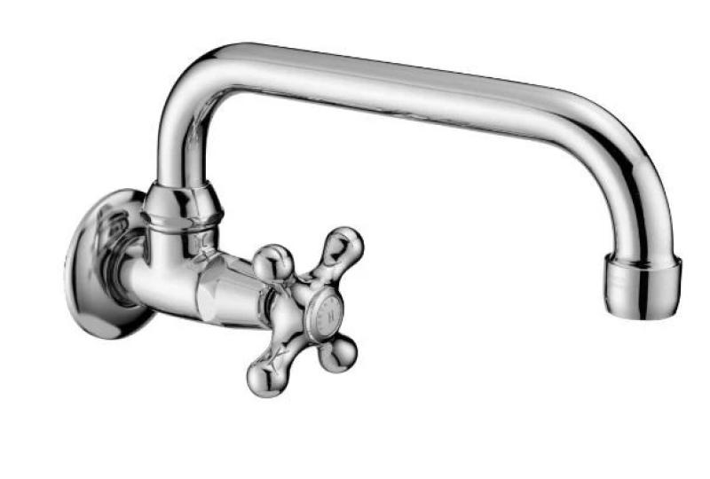 Kraan de parede clássica PB com botão estrela para água fria e bica giratória bronze 1208956897.