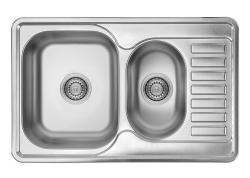 Ausmann Basic aço inoxidável 1,5 pia de sobrepor com escorredor reversível 78x50 cm incluindo sifão 1208956970