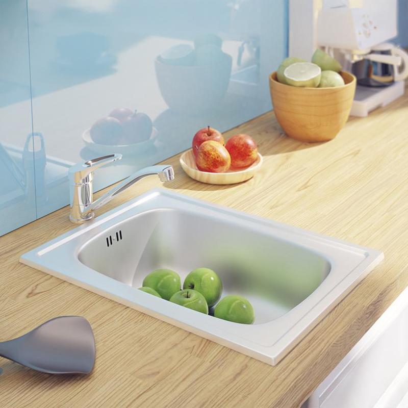 Ausmann Basic pequena pia de montagem em aço inoxidável 35x48 cm incluindo sifão 1208956971