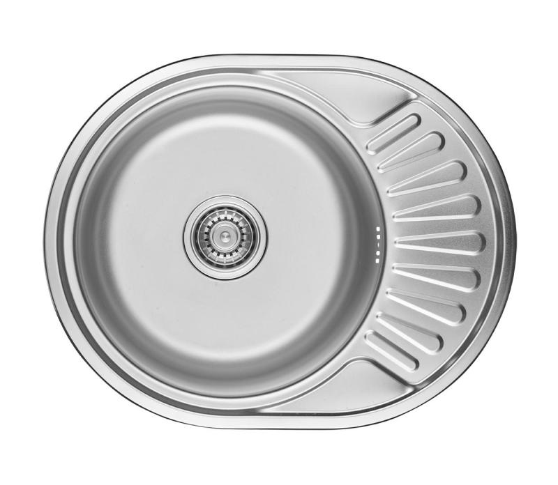 Ausmann Basic pia de aço inoxidável de montagem superior com escorredor reversível 57x45 cm incluindo sifão 1208956973