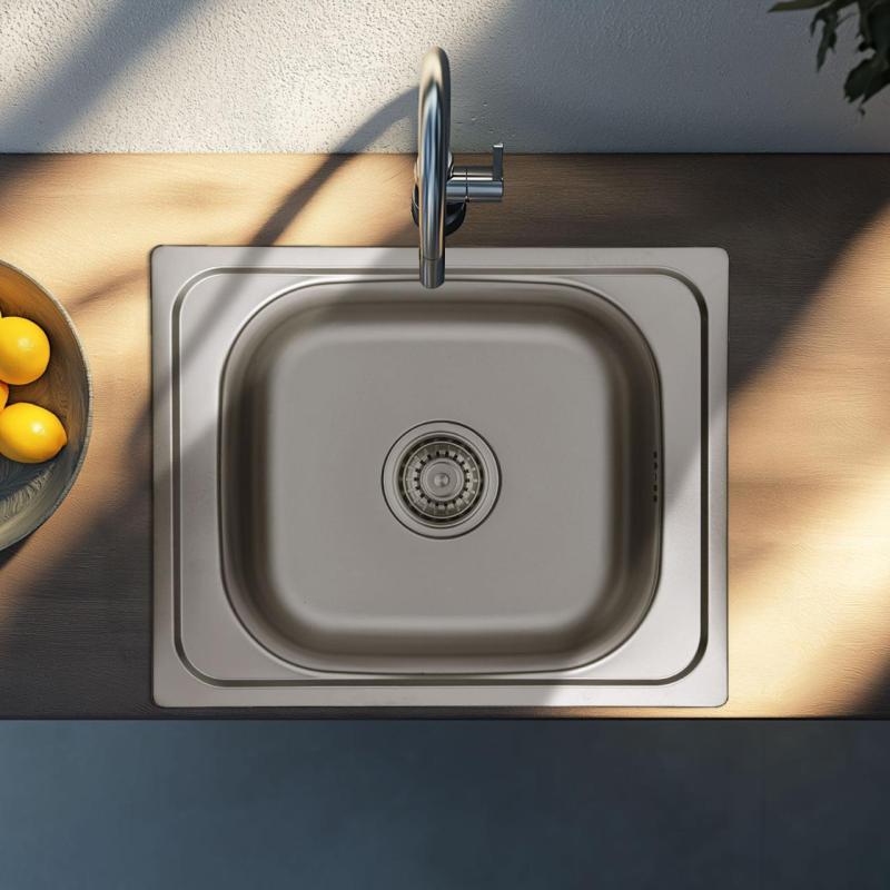 Ausmann Basic pia de montagem de aço inoxidável 50x40 cm incluindo sifão 1208956975