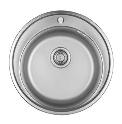 Ausmann Basic pia redonda de aço inoxidável de sobrepor com furo para torneira 51 cm incluindo sifão 1208956976