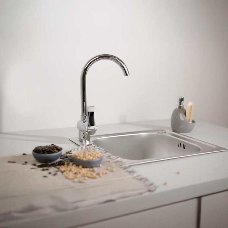 Ausmann Basic padrão de linho pia de sobrepor em aço inoxidável 50x40 cm incluindo sifão 1208956977