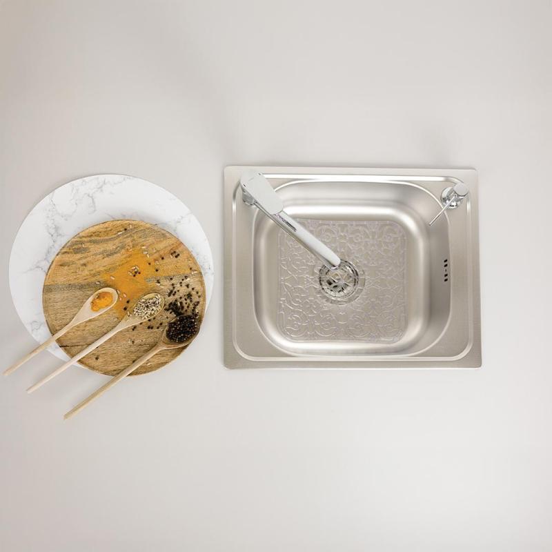 Ausmann Basic padrão de linho pia de sobrepor em aço inoxidável 50x40 cm incluindo sifão 1208956977