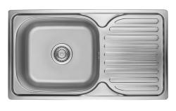 Ausmann Basic pia de aço inoxidável de montagem sobreposta com escorredor reversível 76x42 cm incluindo sifão 1208956978