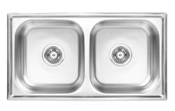 Ausmann Basic pia dupla de sobrepor em aço inoxidável 78x43 cm, incluindo sifão 1208956995