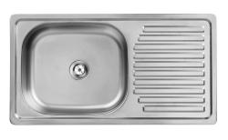 Ausmann Basic pia de aço inoxidável de montagem superior com escorredor reversível 75x40 cm incluindo sifão 1208956996