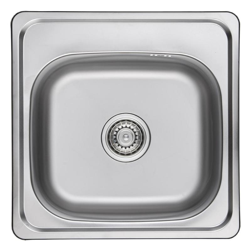 Ausmann Basic pia de aço inoxidável montada na superfície 48x48 cm com bancada para torneira incluindo sifão 1208957000