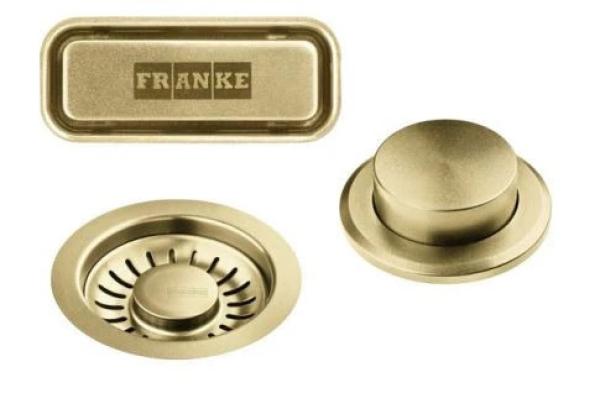 Franke Mythos meesterwerk zeefplugset goud met drukknop voor automatische lediging 112.0653.036