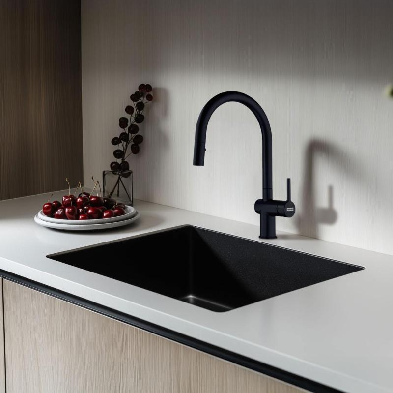 Franke Active J preto fosco Torneira de Cozinha com pulverizador retrátil 115.0653.404